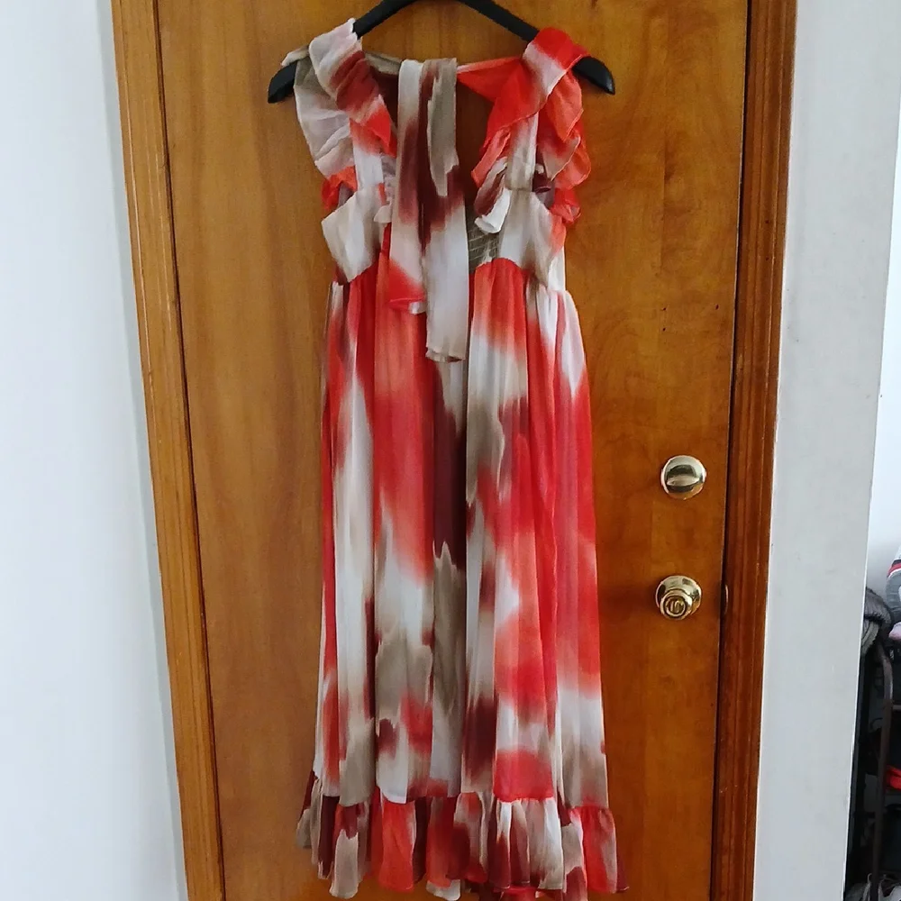 Banana Republic Red and White Ruffle Dress